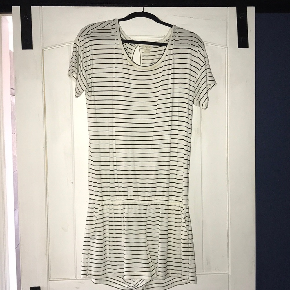 Short sleeved striped romper